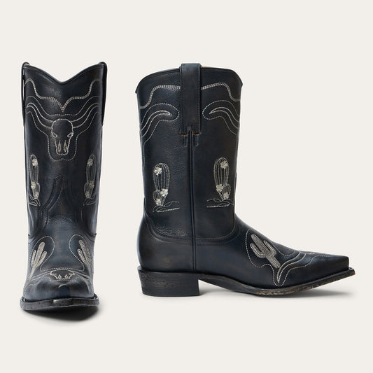 Women's Stetson Sedona Snip Leather Boots Snip Toe Handcrafted Black