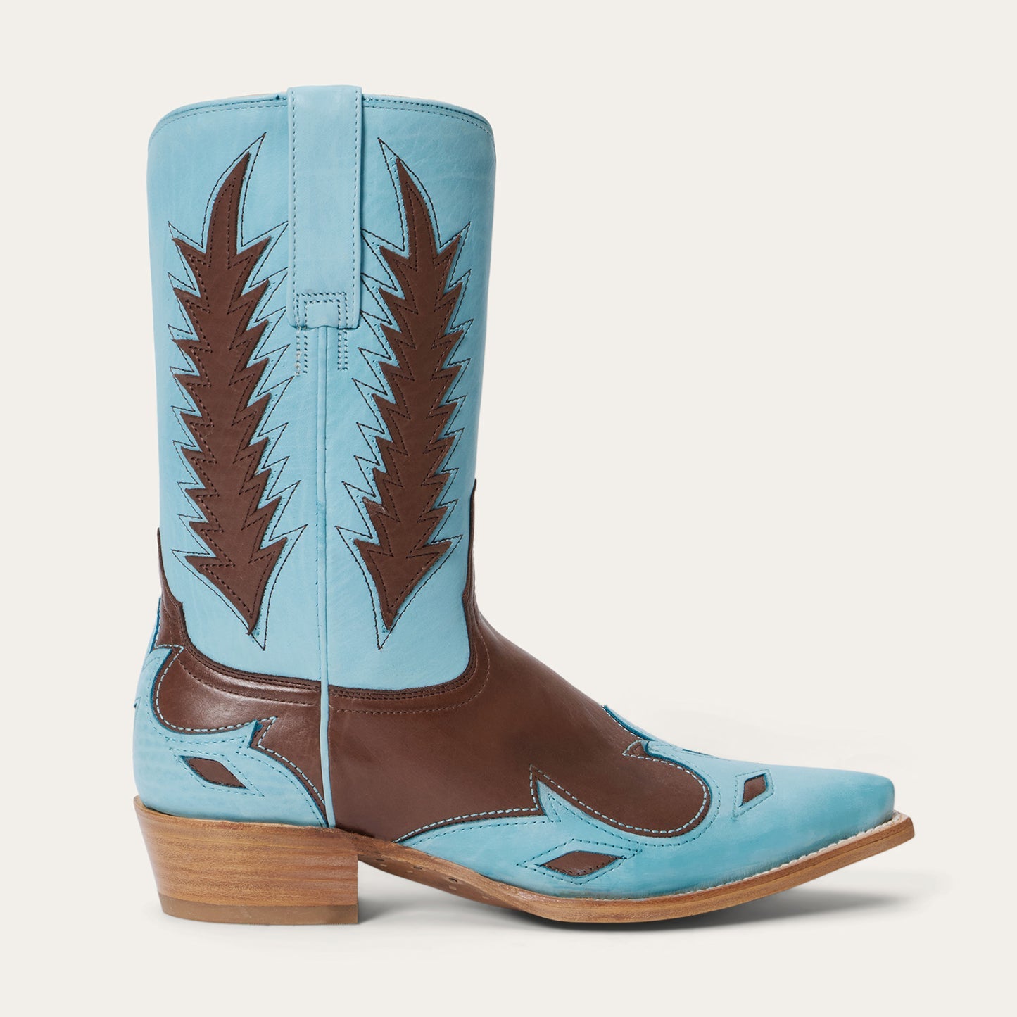 Women's Stetson Beth Leather Boots Snip Toe Handcrafted Blue