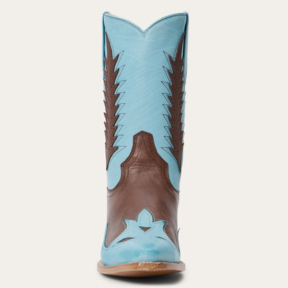 Women's Stetson Beth Leather Boots Snip Toe Handcrafted Blue