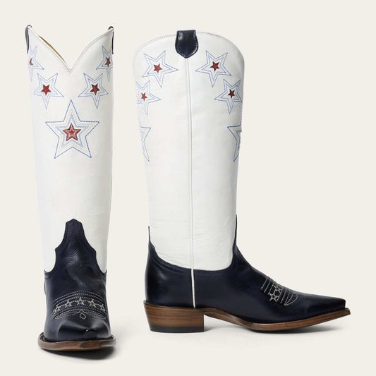 Women's Stetson Celeste Leather Boots Handcrafted Snip Toe Blue