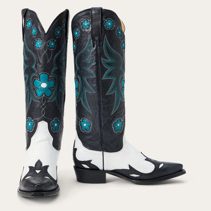 Women's Stetson Ariana Leather Boots Snip Toe Handcrafted Black