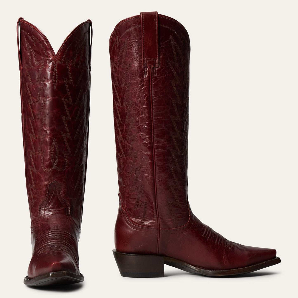 Women's Stetson Dove Goat Boots Snip Toe Handcrafted Red