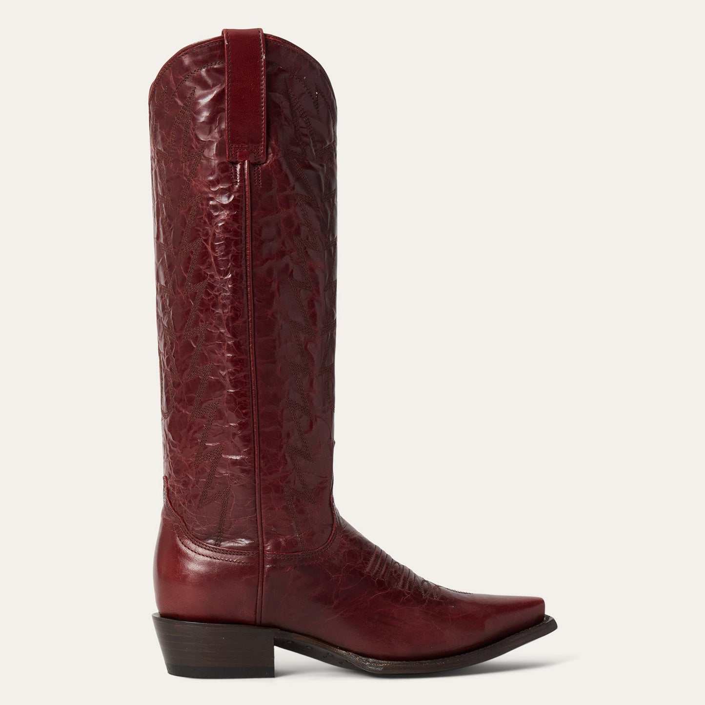 Women's Stetson Dove Goat Boots handcrafted red snip toe with leather sole and embroidered shaft