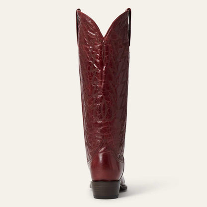 Women's Stetson Dove Goat Boots handcrafted red snip toe with embroidery and leather sole