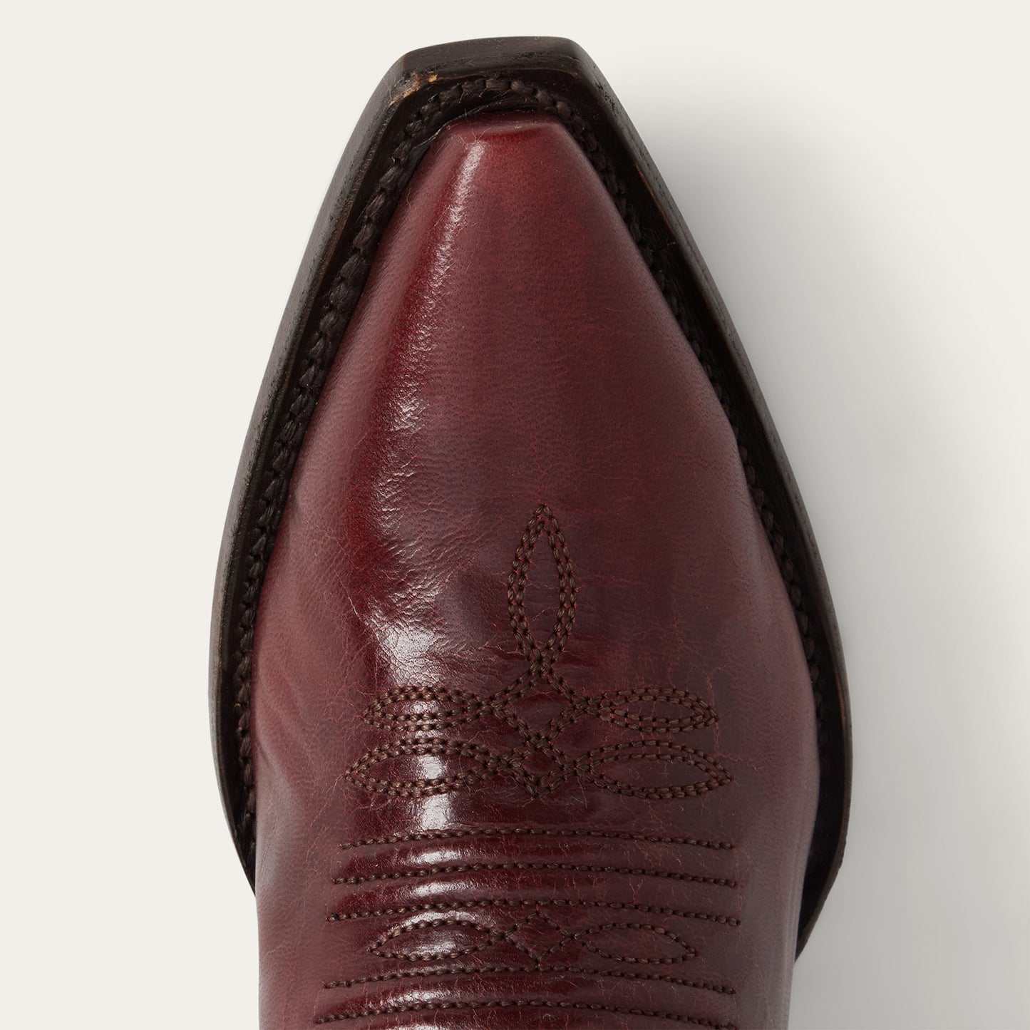 Women's Stetson Dove Goat Boots handcrafted red snip toe with embroidered brown calf vamp and 7-inch shaft