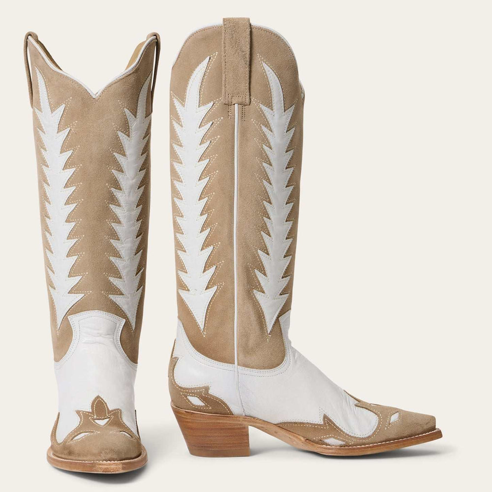 Women's Stetson Beth Suede Boots Handcrafted Cream