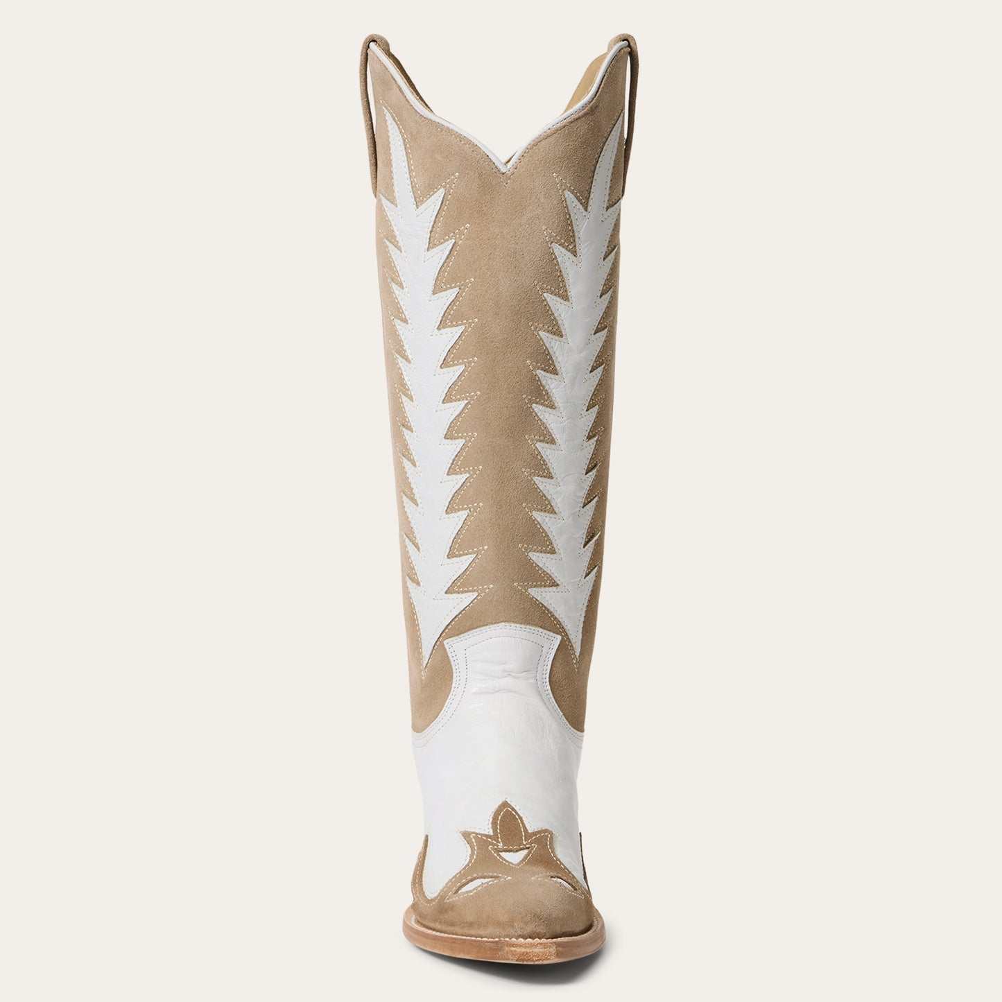 Stetson Beth Wildlederstiefel für Damen, handgefertigt, Creme