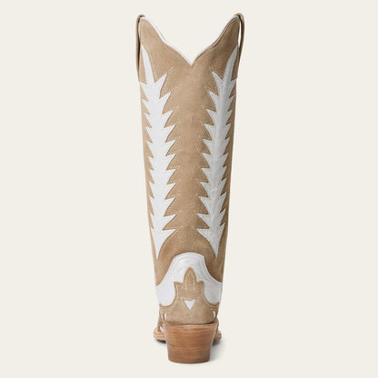 Stetson Beth Wildlederstiefel für Damen, handgefertigt, Creme