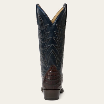 Women's Stetson Adi Caiman Boots handcrafted brown leather with corded design and snip toe