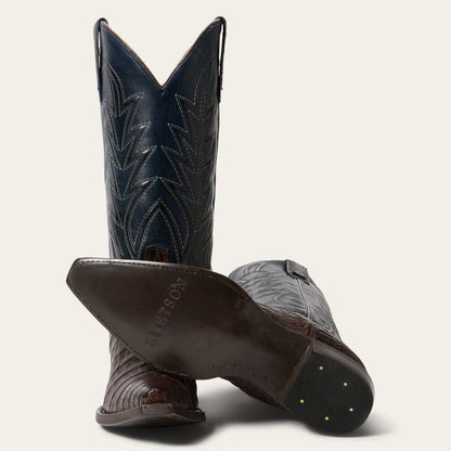 Women's Stetson Adi Caiman Boots brown handcrafted leather western style