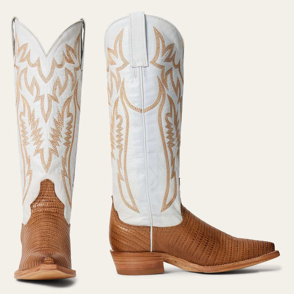 Women's Stetson Toni Teju Lizard Boots Handcrafted Tan