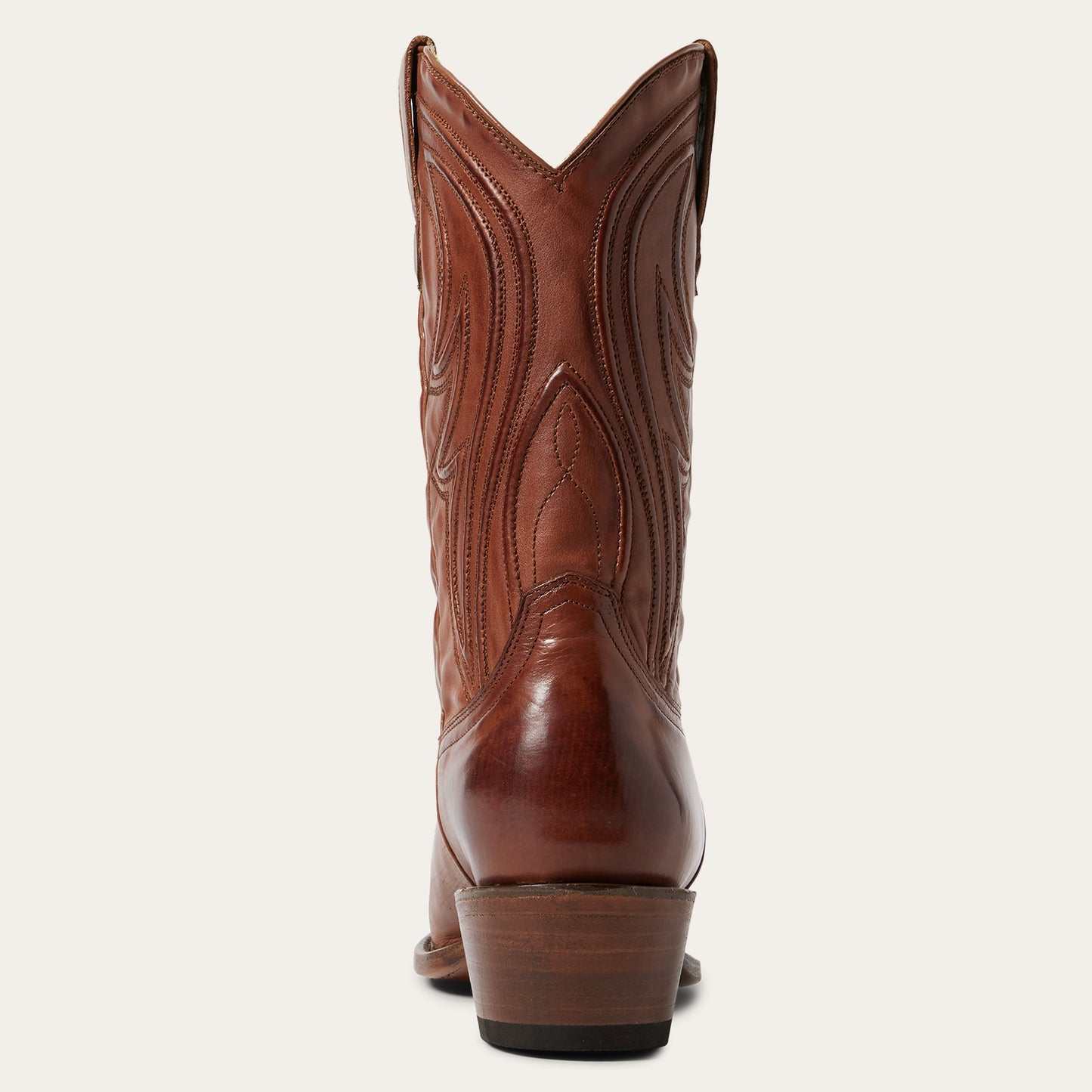 Women's Stetson Nora Boots in cognac with handcrafted leather and unique corded shaft design