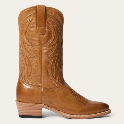 Women's Stetson Nora Boots handcrafted gold calf leather western boots with 11-inch corded shaft and snip toe
