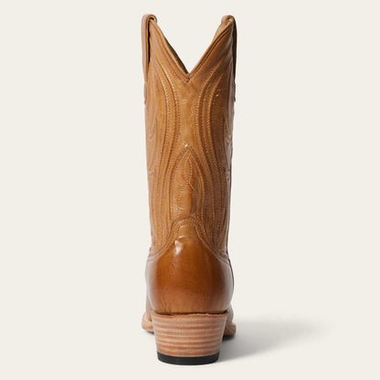 Women’s Stetson Nora Boots handcrafted gold calf leather with unique corded shaft and snip toe design