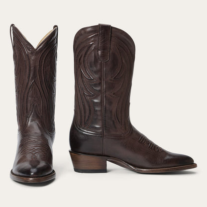 Stetson Nora Lederstiefel für Damen, Snip Toe, handgefertigt, Schokolade