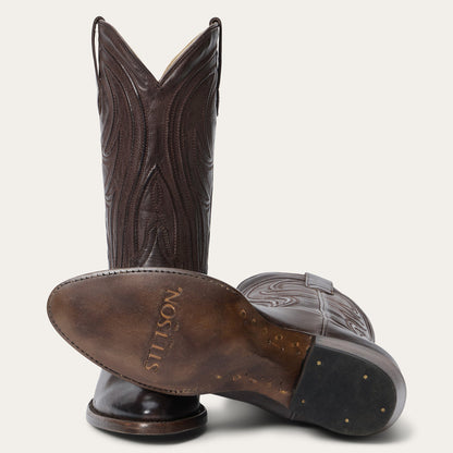 Stetson Nora Lederstiefel für Damen, Snip Toe, handgefertigt, Schokolade