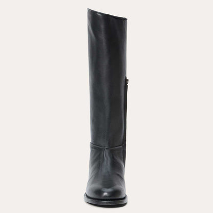 Black Women's Stetson Jolene Leather Boots with Snip Toe and Silver Details