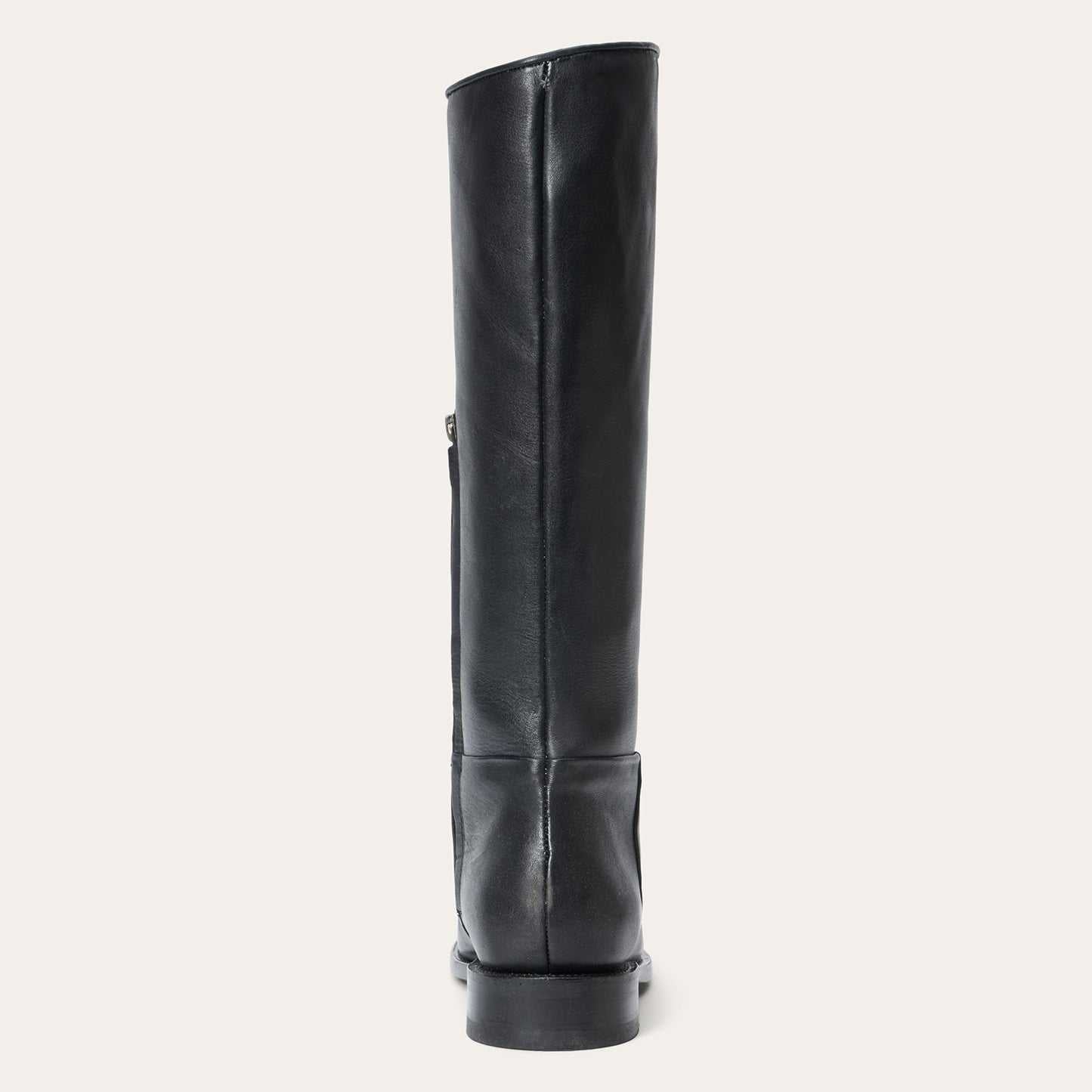 Women's Stetson Jolene black leather boots with 16" shaft and silver snip toe, handcrafted with YKK zipper and rubber sole