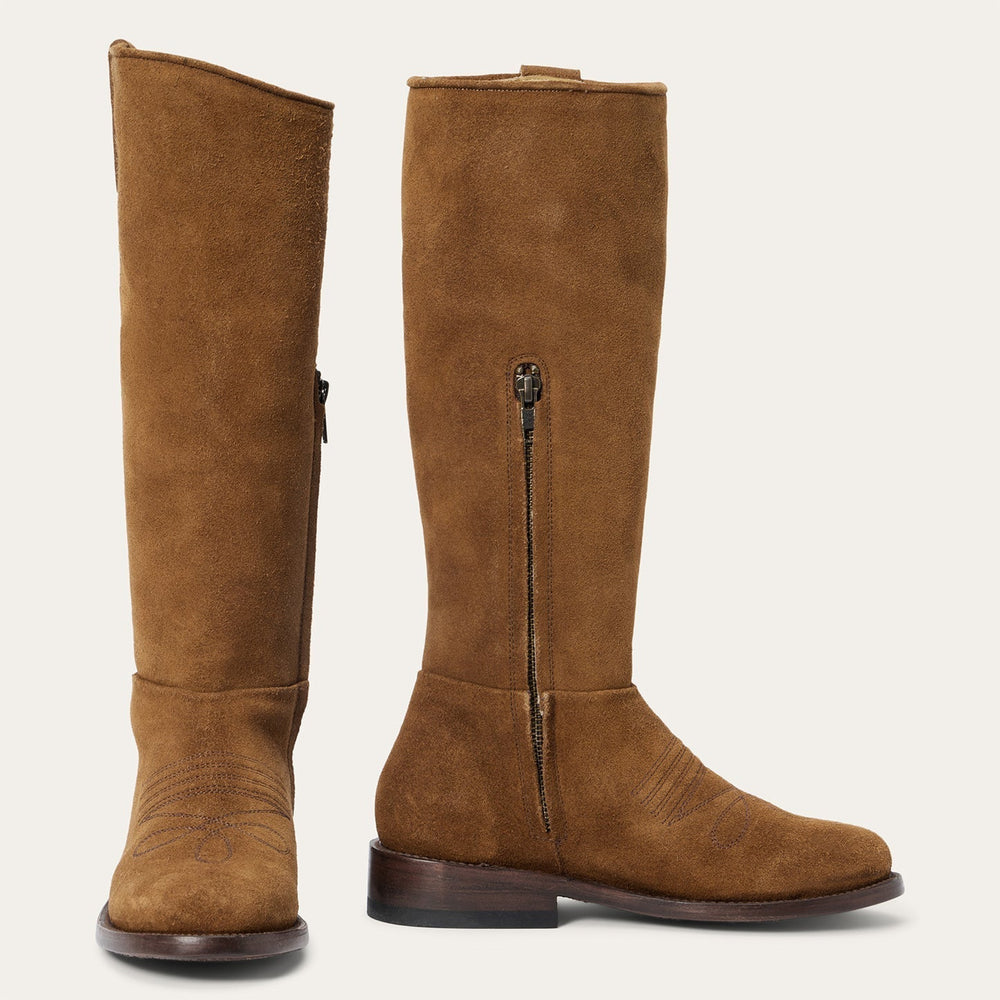 Women's Stetson Lana Leather Boots Round Toe Handcrafted Tan