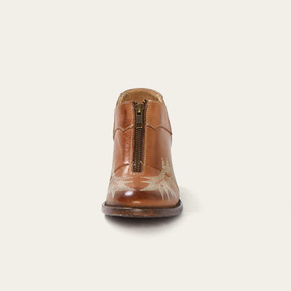 Women's Stetson Nicole boots brown handcrafted round toe leather vintage style