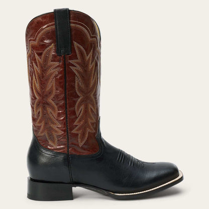 Women's Stetson Jessica leather boots black handcrafted with wide square toe and walking heel