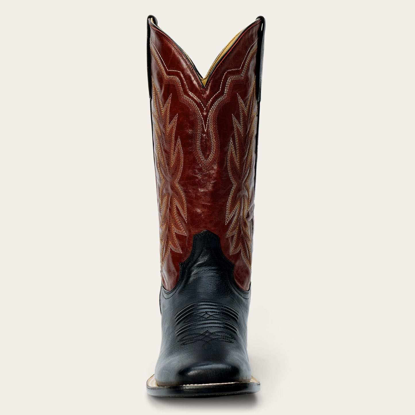 Women's Stetson Jessica Leather Boots black handcrafted with 11" red shaft and wide square toe
