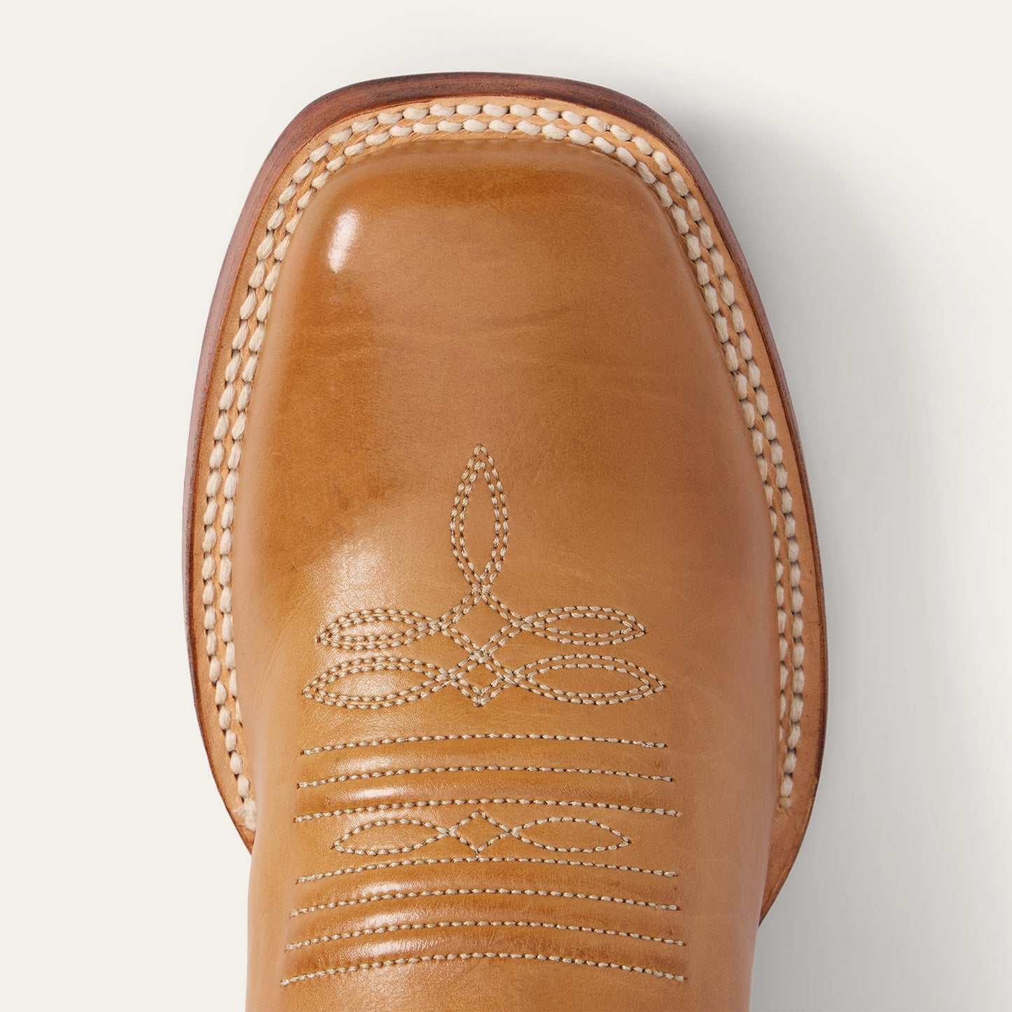 Women's Stetson Jessica Boots handcrafted tan leather with embroidered brown shaft and wide square toe