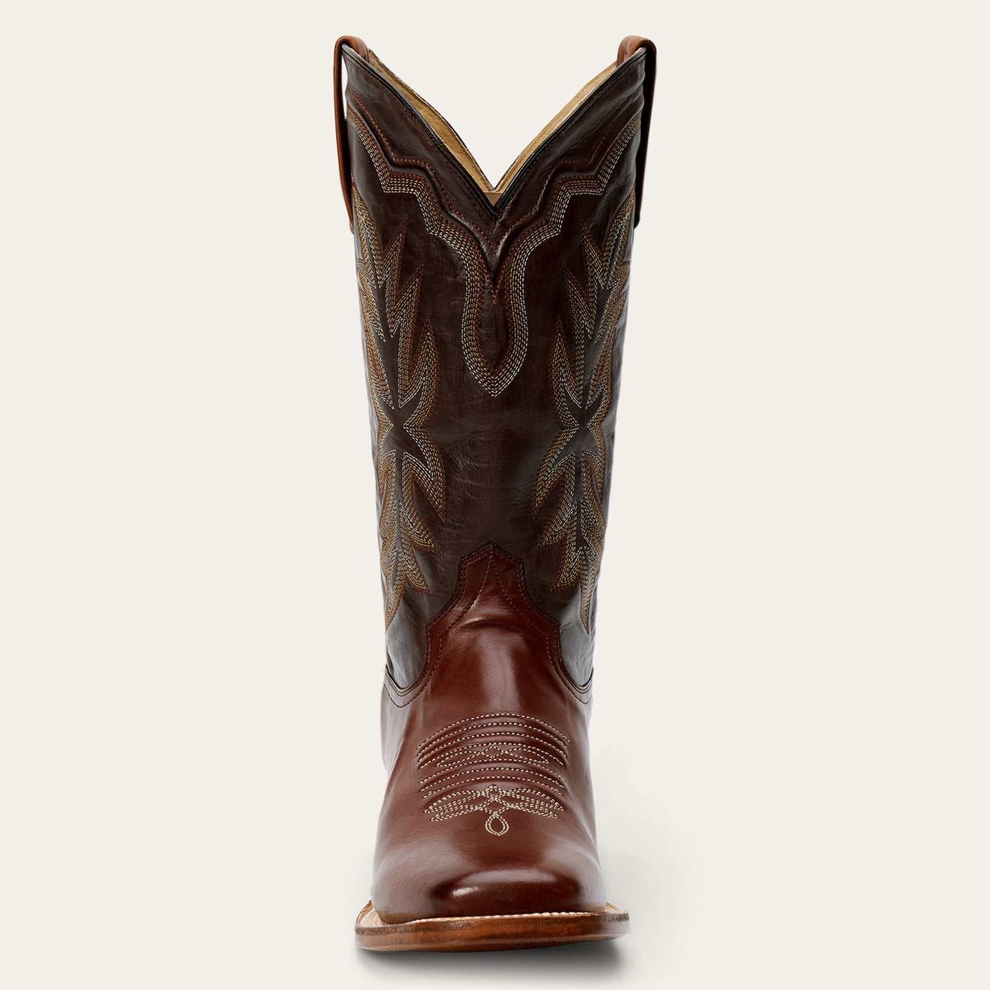 Women's Stetson Jessica Leather Boots handcrafted brown with embroidered shaft and leather sole