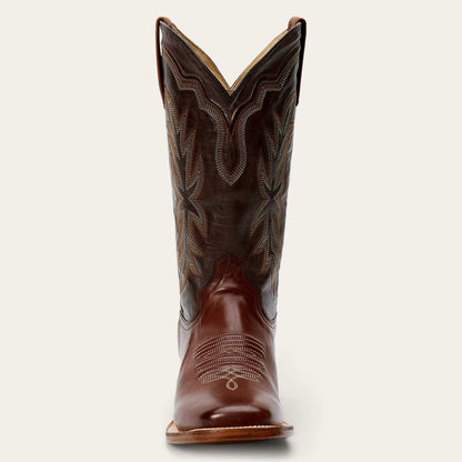 Women's Stetson Jessica Leather Boots handcrafted brown with embroidered shaft and leather sole