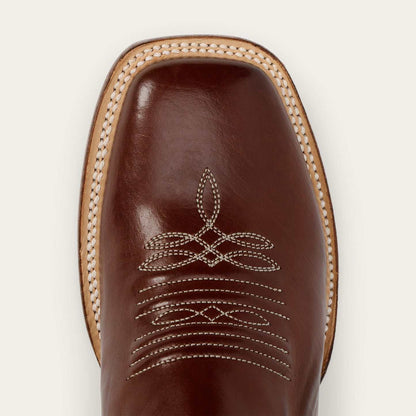 Women's Stetson Jessica Leather Boots handcrafted brown burnished leather with embroidered shaft and cushioned insole