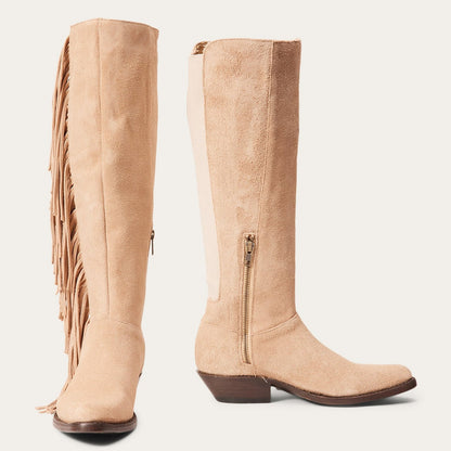 Women's Stetson Dani Suede Boots Handcrafted Tan - yeehawcowboy