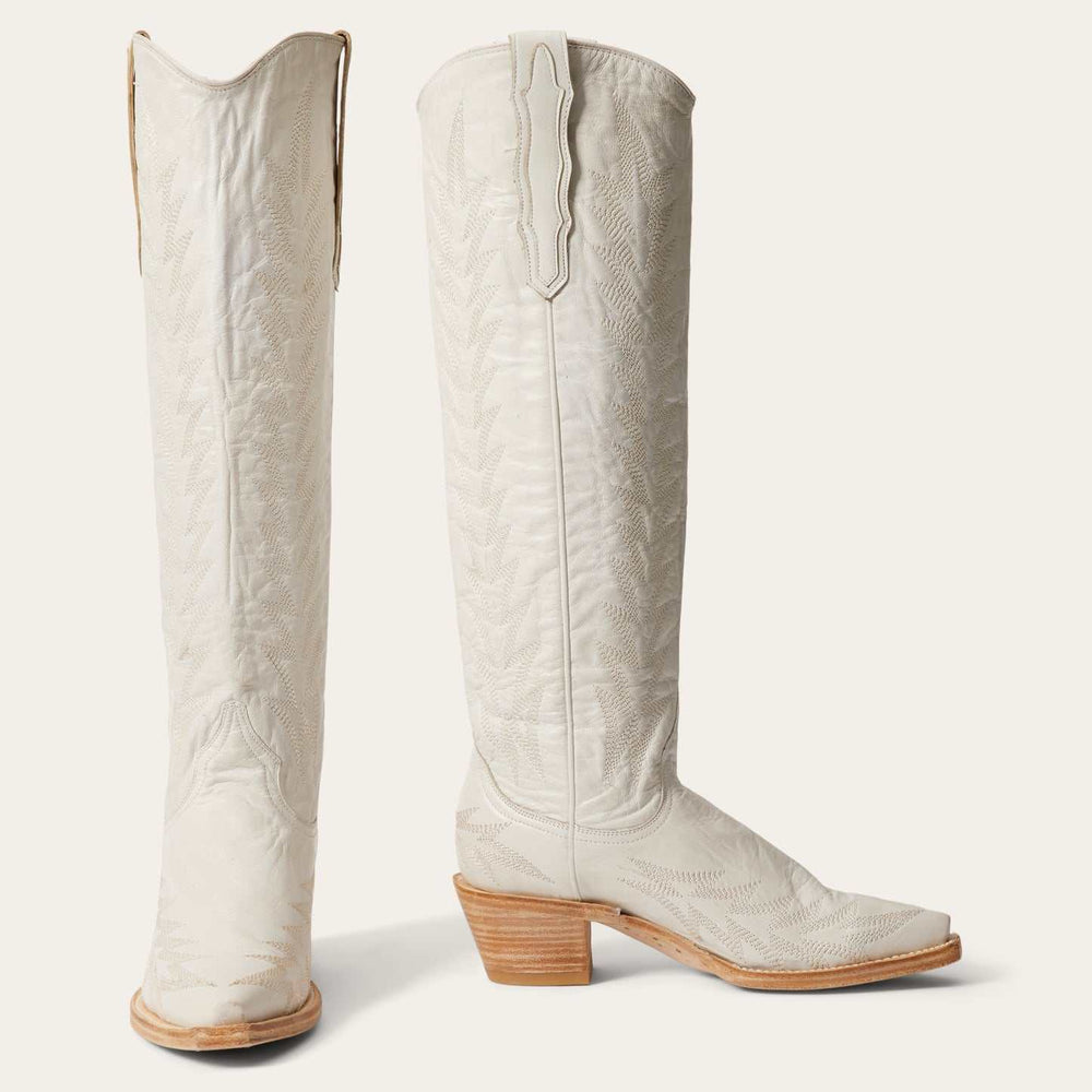 Women's Stetson Sarah Leather Boots Handcrafted Cream