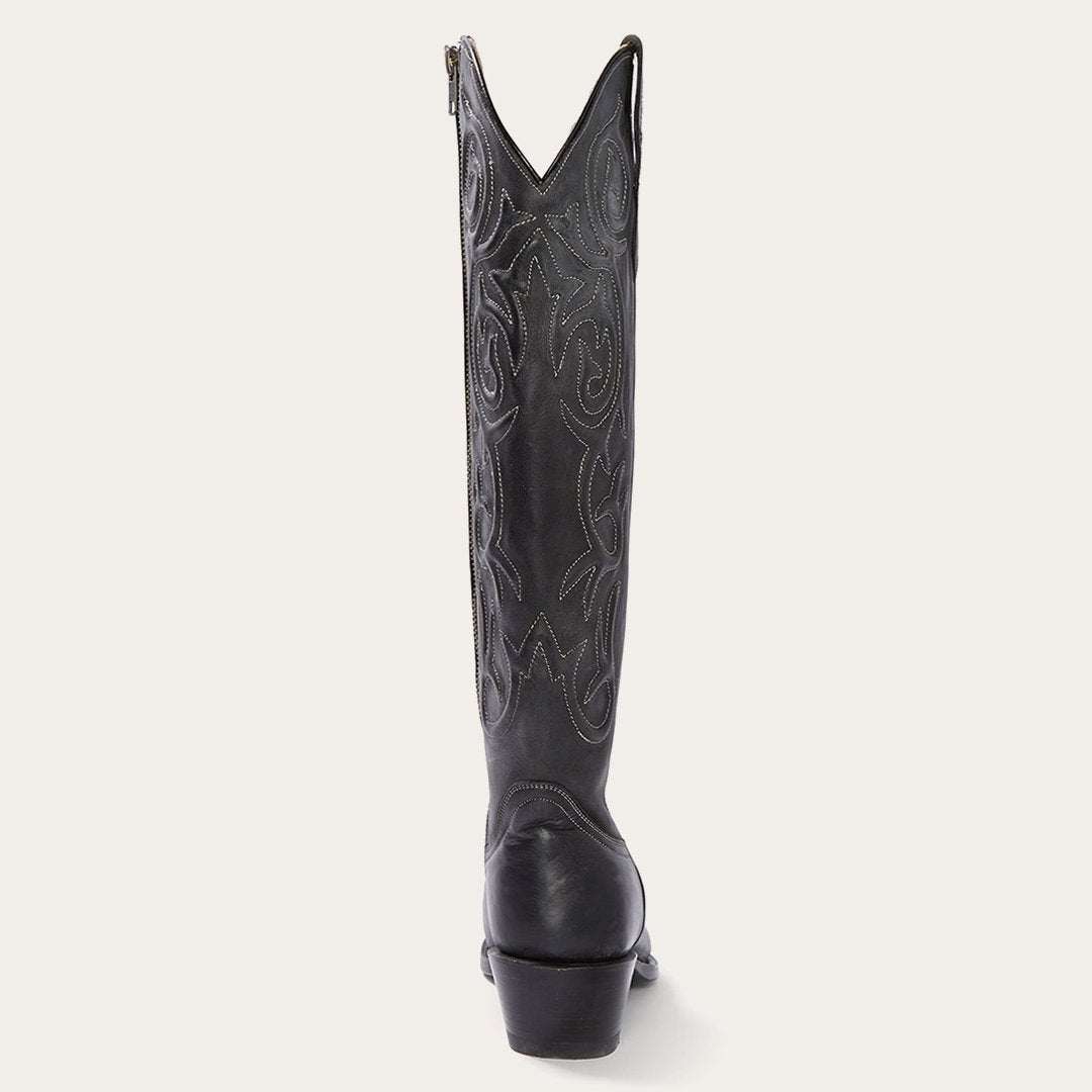 Women's Stetson Blair Knee High Boots Snip Toe Handcrafted Black