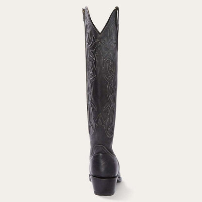 Women's Stetson Blair Knee High Boots Snip Toe Handcrafted Black