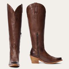 Damen Stetson Sutton Lederstiefel Snip Toe Handgefertigt Braun