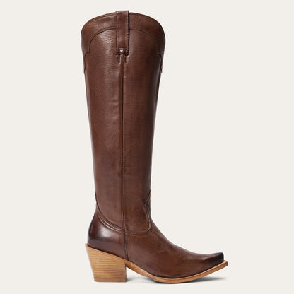 Damen Stetson Sutton Lederstiefel Snip Toe Handgefertigt Braun