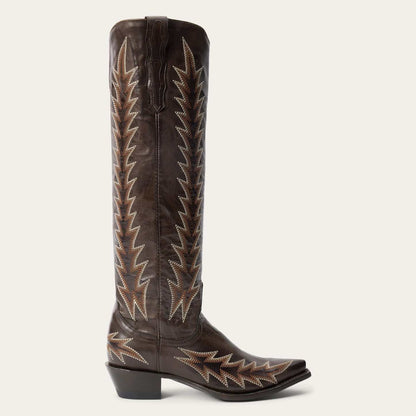 Women's Stetson Sarah Leather Boots Handcrafted Snip Toe Chocolate