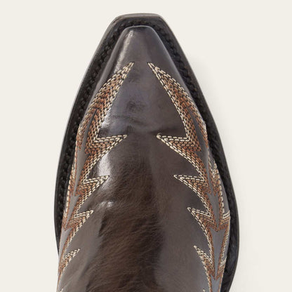 Women's Stetson Sarah Leather Boots Handcrafted Snip Toe Chocolate