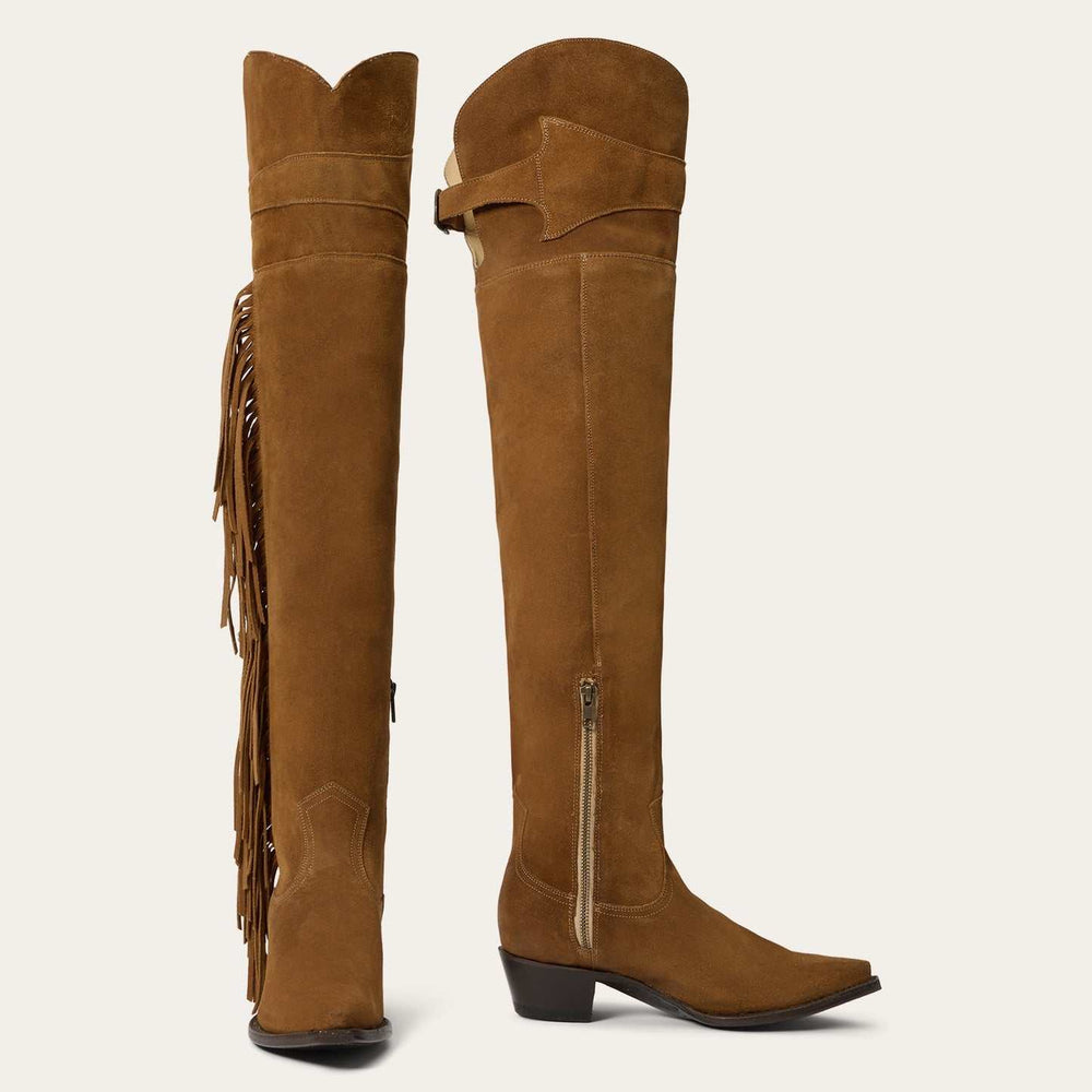 Women's Stetson Glam Leather Boots Handcrafted Suede Tan