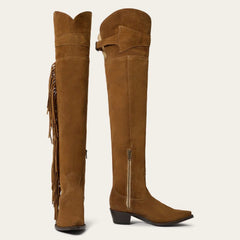 Women's Stetson Glam Leather Boots Handcrafted Suede Tan