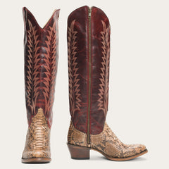 Women's Stetson Ruby Python Boots Handcrafted Brown