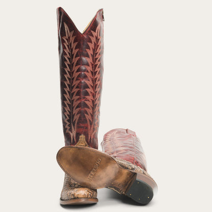 Women's Stetson Ruby Python Boots Handcrafted Brown