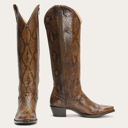 Women's Stetson Yasmin Python Boots Handcrafted Brown - yeehawcowboy
