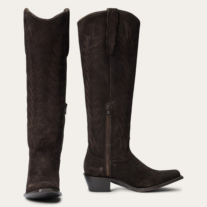 Women's Stetson Sissy Suede Boots Square Toe Handcrafted Brown