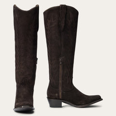 Women's Stetson Sissy Suede Boots Square Toe Handcrafted Brown