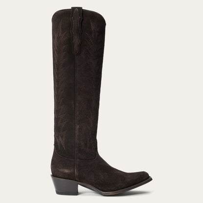 Women's Stetson Sissy Suede Boots Square Toe Handcrafted Brown