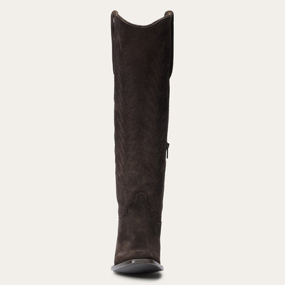 Women's Stetson Sissy Suede Boots Square Toe Handcrafted Brown