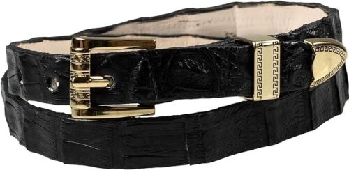 Alligator Crocodile Cowboy Hat Band Gold Plated 3 Piece Buckle Set  Handmade 26”