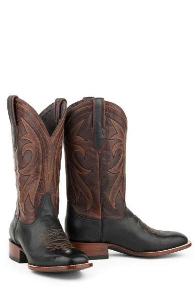 Men's Stetson Sheridan black leather boots handcrafted with intricate stitching and leather sole