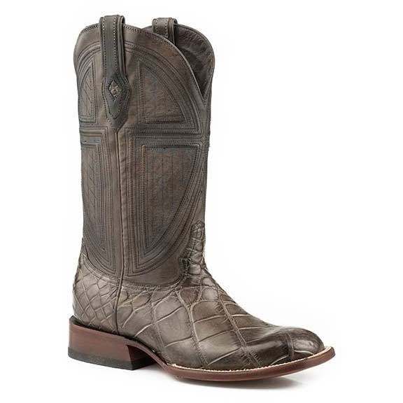 Stetson Grator Alligator Boots für Herren, quadratische Zehenpartie, handgefertigt, JBS-Kollektion, Grau